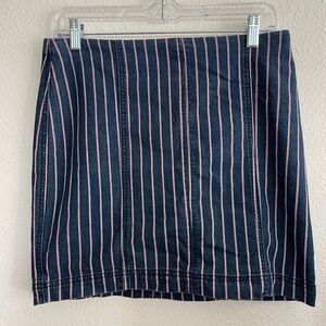 Blue, white and red striped pencil skirt